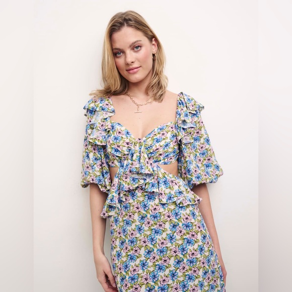 S O L D. Nobody's Child Puff-Sleeve Cutout Dress size 8 - Picture 3 of 12